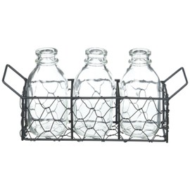 Darice 3 Glass Vase w/Metal Stand, Clear