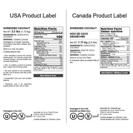 Food to Live - Shredded Coconut, 2.5 Pounds Unsweetened Coconut Flakes, Desiccated, Kosher, Vegan, Bulk. No Sulfites Added. Rich in Dietary Fiber. Perfect for Homemade Desserts.