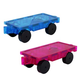 NEOFORMERS Magnetic Tiles Car Set Truck Kit Toy with Stronger Magnets, Educational Magnet Cars with Re-Enforced Hitch and Long Bed for Girls Boys Toddler Ages 3+ (Blue & Purple)