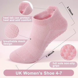 QuokkaChic 5 Pairs Pilates Yoga Grip Socks, Women Non Slip Grip Socks for Hospital, Dance, Yoga, Size UK 4-7