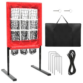 Baseball Pitching Net, 9 Hole Pitching Net with Strike Zone Adjustable Heights Baseball Softball Practice Equipment