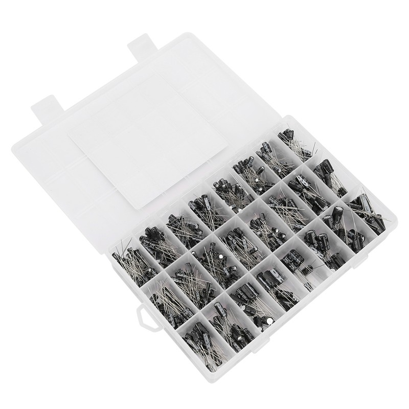 545Pcs 24 Models 0.1uF-1000uF Aluminum Electrolytic Capacitor Assortment Kit with