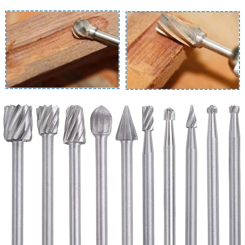 Saipor 5pcs 1/4" Shank Rotary Rasp File Burr Set Woodworking