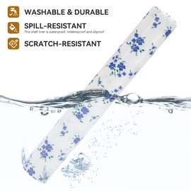 RAY STAR Shelf Liner, 18 Inch x 16 Feet Non Adhesive Blue Floral Kitchen Cabinet Liner for Pantry Drawer Vanity, Strong Grip Non Slip Waterproof, Shelf Liners for Kitchen Cabinets Cupboard