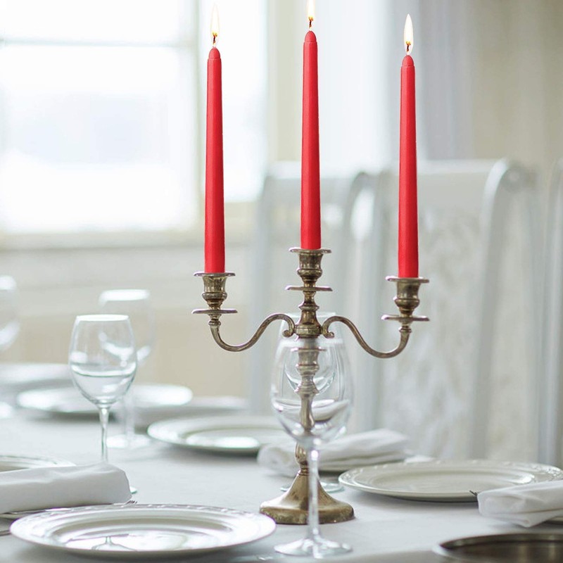 Asama Red Taper Candles - Set of 14 Dripless Candles