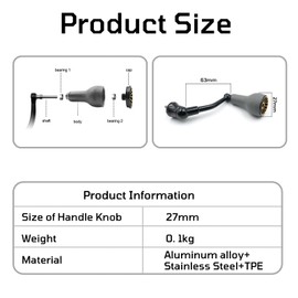 JINOHNAMILL 63mm Black Fishing Spinning Reel Handle Replacement for Shimano Stradic FL/FM Stella Vanford
