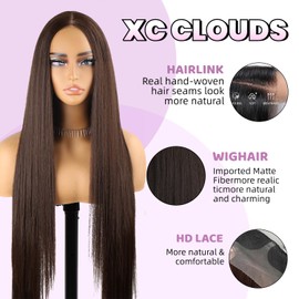 XC CLOUDS 32inch Synthetic Lace Front Wig13×5×1 Pre-Plucked Long Straight Lace Front Wigs Synthetic Hair,Heat-Resistant Hd Glueless Wigs 100 cm with 180% Density For Woman