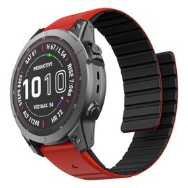 ISABAKE Compatible with Fenix 5/6/7 Band, 22mm Magnetic Soft Silicone Watch Strap for Fenix 5 Plus/6 Pro/Approach S62/Quatix 6, Replacement for Forerunner 935/Quatix 5 Smartwatch Bands