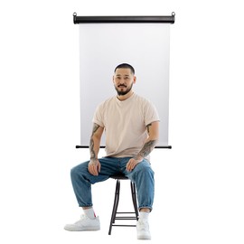 CFS Products Retractable White Photo ID Backdrop for Passport Photos (Wall/Ceiling)