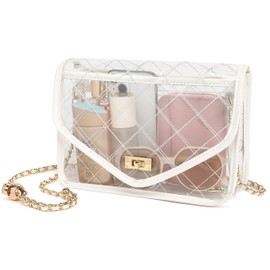 YGR Clear Bag for Stadium Events Clear Purse for Women Quilted PVC Clear Crossbody Bag Stadium Approved for Concerts White