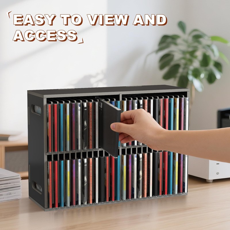 SANFURNEY 52 Slots CD Holder, Wall-Mounted CD Holder Stand