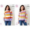King Cole 5950 Knitting Pattern Womens Striped Sweaters in Big