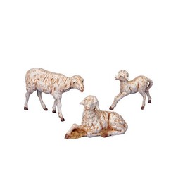 Fontanini White Sheep Family Italian Nativity Village Animals Figurines Set of 3
