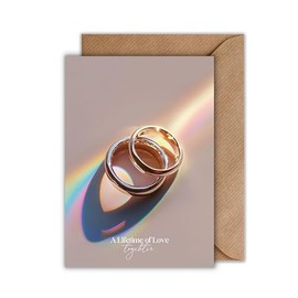 WBdesignz Elegant Wedding Card with Wedding Rings - A Lifetime of Love - Elegant Card for Wedding, Marriage, Anniversary, Engagement or as a Love Card - DIN A6 with Kraft Envelope