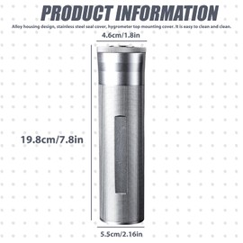 Stainless Steel Cigar Humidor, Cigar Case with Hygrometer, Cigar Humidor, Travel Humidor Tube for 3 to 4 Cigars, Portable Cigar Case, Cigar Humidor for Short Trips