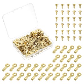 sourcing map 100Pcs Picture Frame Turn Button, Frame Backing Fasteners with 100Pcs Screws, Frame Hardware for Hanging Pictures Photos, Gold