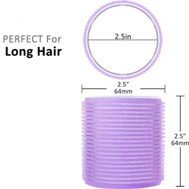 DERDOUT Jumbo Size Hair Roller sets, Self Grip, Salon Hair Dressing Curlers, Hair Curlers（purple）