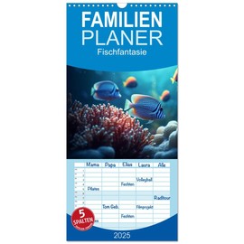 Family Planner 2025 - Fish Fantasy with 5 Columns (Wall Calendar, 21 cm x 45 cm) CALVENDO