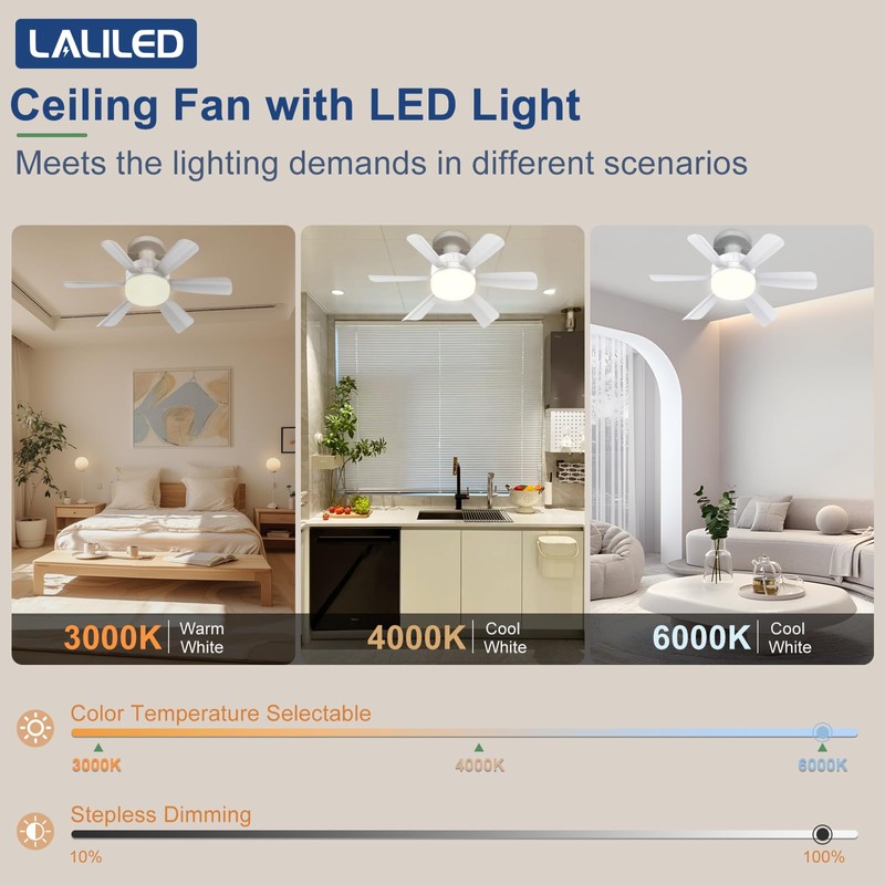 Laliled Ceiling Fan with Light – Socket Fan Light with