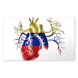 CafePress Venezuela Flag in Real Heart Sticker Rectangle Bumper Sticker Car Decal