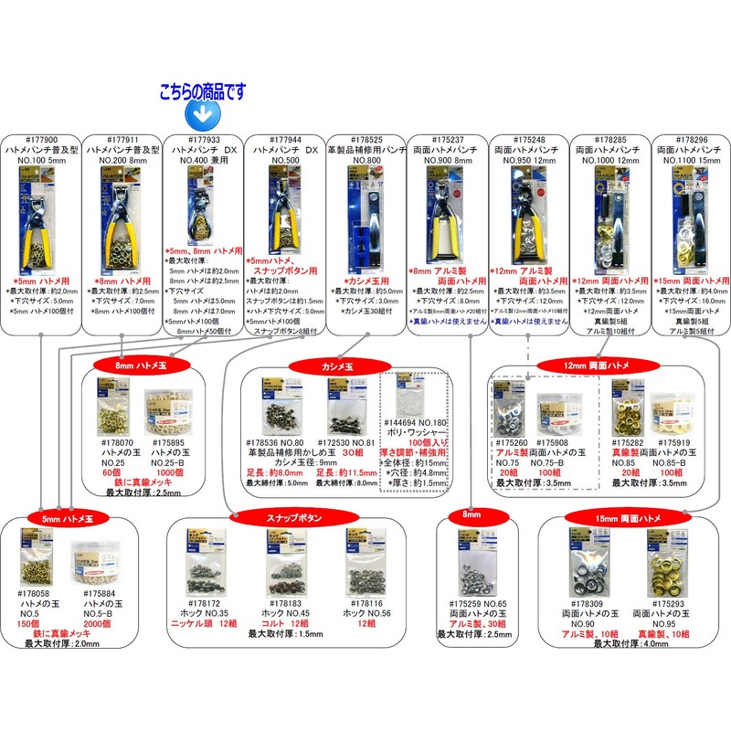 SK11 hatomepanti DX Grommet Hole Diameter (5 mm Eyelets) approx. 4.0 mm, (8 mm