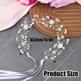 Alrhso Princess Crystal Headpiece, Rhinestone Pearl Headband Crystal Pearl Flower Bridal Headband Hair Accessories for Wedding Birthday, Party, Photography