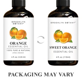Brooklyn Botany Sweet Orange Essential Oil - Huge 4 Fl Oz - 100% Pure and Natural - Premium Grade with Dropper - for Aromatherapy and Diffuser
