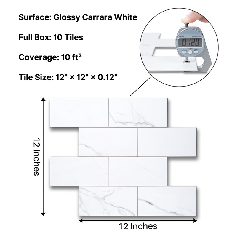 COLAMO Luxury 10-Sheet Peel and Stick Backsplash,Self Adhesive Faux Stone