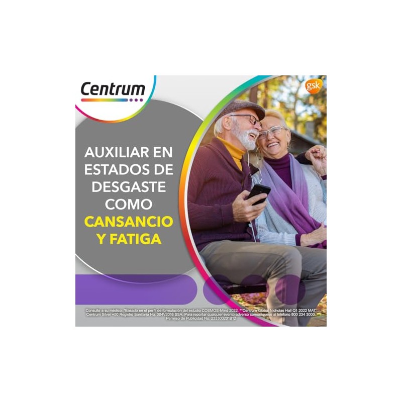 Centrum Silver +50 Multivitaminico, Con Magnesio, Vitamina B y Vitamina