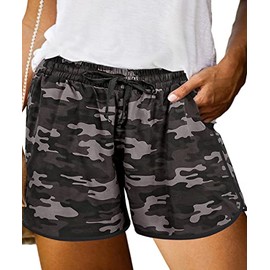 RITERA Plus Size Shorts for Women 3X Summer Beach Pants Casual Drawstring Baggy Cpmfy Short Oversized Camo Shorts Pant Loose Fit Lounge Outfits Camouflage Print Pants with Pocket 3XL 22W 24W