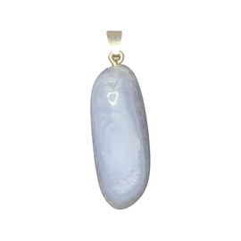 KRIO® - Chalcedony/Striped Agate Blue/Blue Lace Agate Pendant with Silver Eyelet