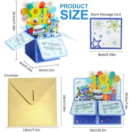PAITOK 3D Birthday Card,Pop Up Birthday Cards Birthday Gifts Happy Birthday Card Greeting Cards with Envelope For Boys Girls Men Women (Blue,18th)