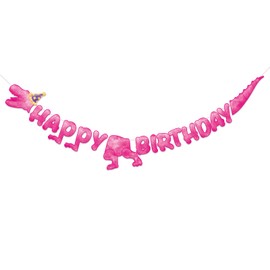 Watercolor Dinosaur Happy Birthday Banner - Dinosaur Birthday Party Decorations for Girls Kids Pre-Strung T-Rex Hanging Wall Decor Dino Party Supplies