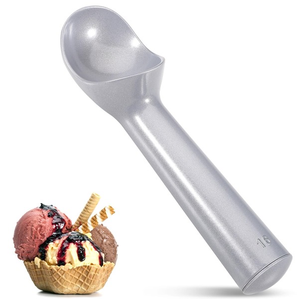 Large Ice Cream Scoop 7 inches Nonstick Anti-Freeze Metal Ice Cream Scooper Professional Aluminum Icecream Scoop Spoon, Silver