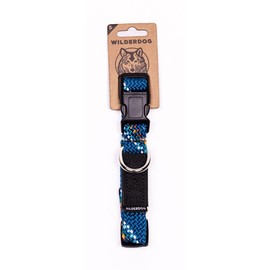 Wilderdog Climbing Rope Dog Collar - Outdoor Durable Climbing Rope Design with Heavy-Duty Secure Hardware for Safety - Adjustable to fit 10"-14" Around with a 3/4" Band - Small - Pacific Blue
