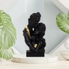 Lovers Sculpture Black with Gold Elements Made of Artificial Stone