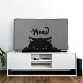 kwmobile 32 Inch TV Case - Indoor TV Screen Protector Cover - TV Screen Dust Cover - Cat Meow Grey Black