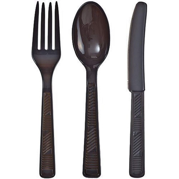 Party Dimensions 48-Count Plastic Cutlery Combo, Black