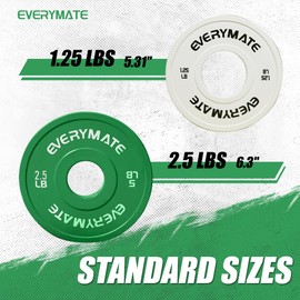 EVERYMATE Black Change Weight Plates: 1.25LB 2.5LB Set Fractional Plate Olympic Bumper Plates Set for Strength Training, 2 inch weight plates