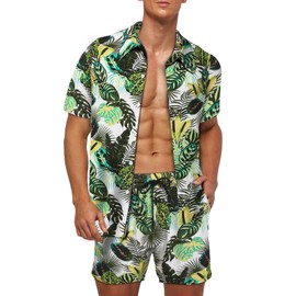 AOTORR Mens Hawaiian Tracksuit Short Sleeve Floral Set Summer Outfit Beach Jogging Sweatsuit Casual Suits for Men A10 M