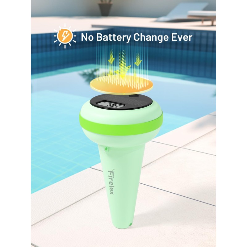Solar Pool Thermometer with Indoor Display (Green)