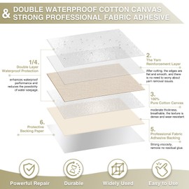 Gheeidau Canvas Repair Tape 4×70 Inch Waterproof Self-Adhesive Fabric Repair Patch for Repairing Boat Covers,Tents,Patio Umbrellas,Car Seats,Luggage,Sofas.(Light Beige)