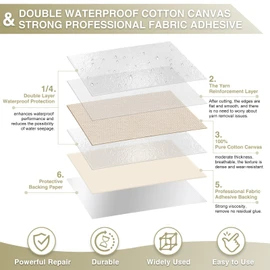 Gheeidau Canvas Repair Tape 4×70 Inch Waterproof Self-Adhesive Fabric Repair Patch for Repairing Boat Covers,Tents,Patio Umbrellas,Car Seats,Luggage,Sofas.(Light Beige)
