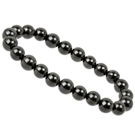 Eledoro PowerBead, Women’s Stretch Bead Bracelet, Made of 8 mm Gemstone Beads, 17 - 18 cm, gemstone, Black