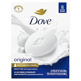 Dove Jabón en barra de belleza original, 8 unidades para una piel suave y lisa, con 1/4 de crema hidratante de 3.75 onzas