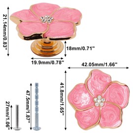 YuGtcen 2pcs Flower Cabinet Knobs, Pink Drawer Knobs Petal Flower Knob for Dresser, Cute Handles Pulls for Girl's Room, Cupboard, Kitchen, Wardrobe, Furniture (Pink)