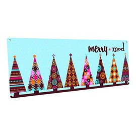 Homebody Accents Merry and Mod Christmas 12"x34" Metal Sign, Indoor