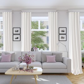 AZRMT Extra Wide Linen Curtains 100 x 120 Inches Long 2 Panels Set, Rod Pocket/Back Tab/Pleat Tape Window Drapes for Country Villa Bedroom Living Room Divider Patio Sliding Glass Door Farmhouse, White