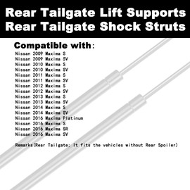 Tailgate Rear Trunk Lift Supports Shock Struts Compatible with Maxima 2009 2010 2011 2012 2013 2014 2015 2016 09 10 11 12 13 14 15 16 Sedan Without Rear Spoiler Replace 844307Y000(2PC Set)