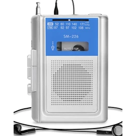 SEMIER Small Cassette Player Recorder, Portable AM FM Vintage Tape Cassette Player with Big Speaker and Headphones, Built-in Microphone, Powered by DC or AA Battery for Walking